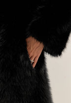 Women’s Long Faux Fur Coat with Side Pockets