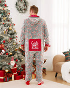 Onesies Pajamas Matching Christmas Outfits Candy Cane Pattern (Glow in the Dark) with Christmas Socks Black