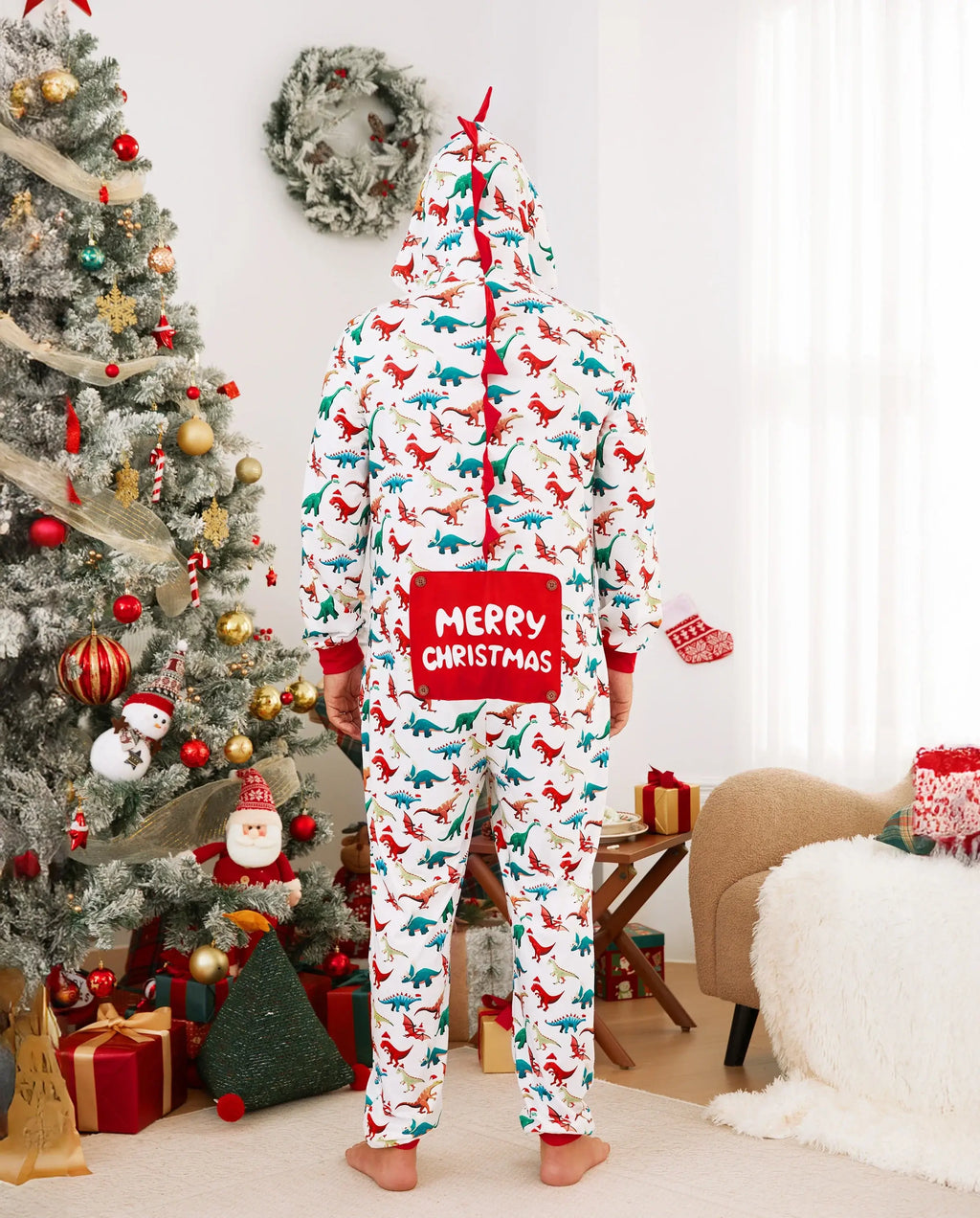 Christmas Family Matching Pajamas with 3D Design Onesie PJS with Christmas Socks Multi-color