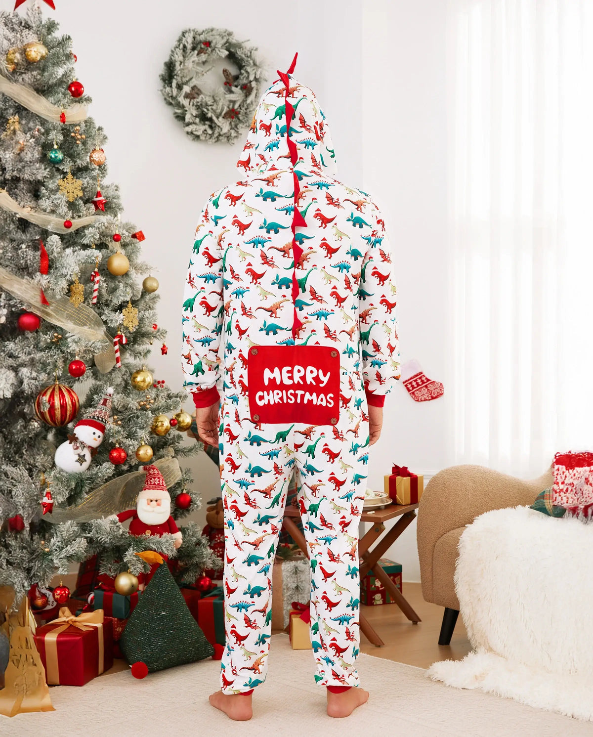 Christmas Family Matching Pajamas with 3D Design Onesie PJS with Christmas Socks Multi-color