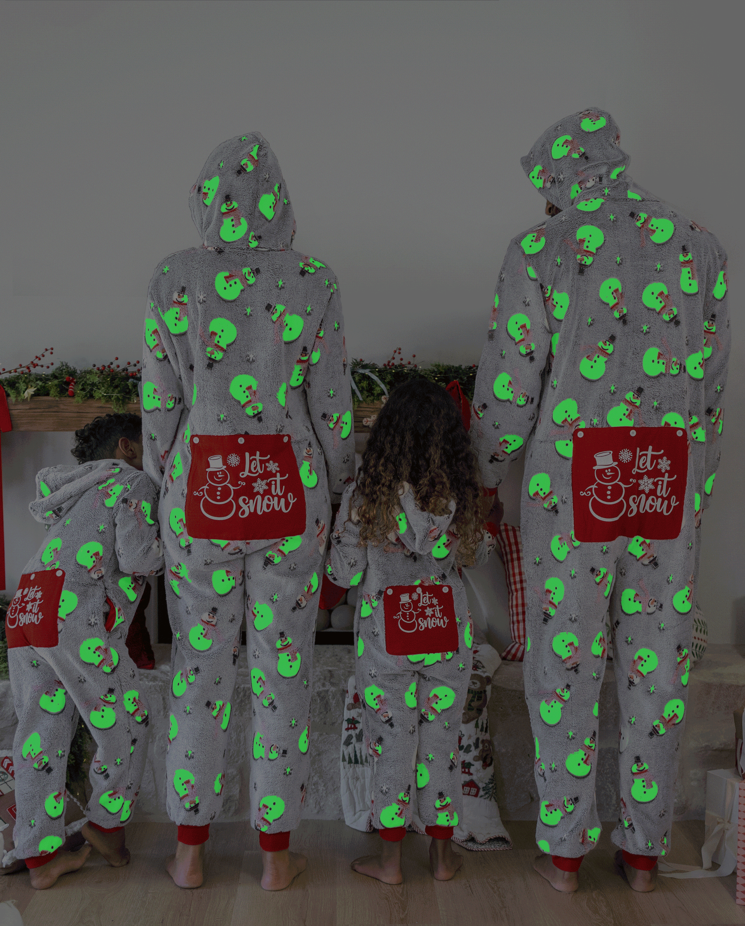 Family Matching Christmas Pajamas Snowman Print Coral Fleece Gray Christmas Onesie