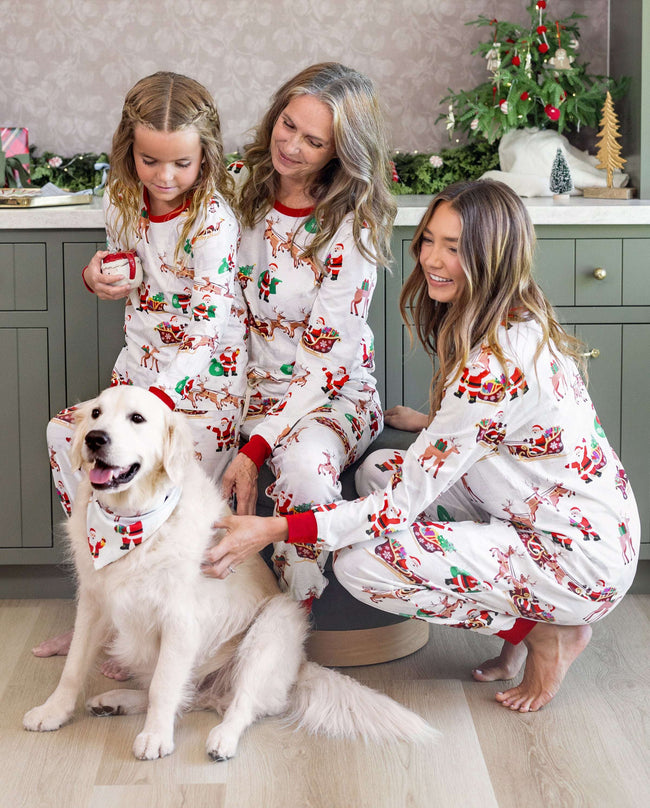 Family Matching Christmas Pajamas Reindeer & Santa Claus Print White Plus Size Main Image