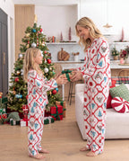 Matching Family Christmas Pajamas Reindeer & Christmas Tree Print Red