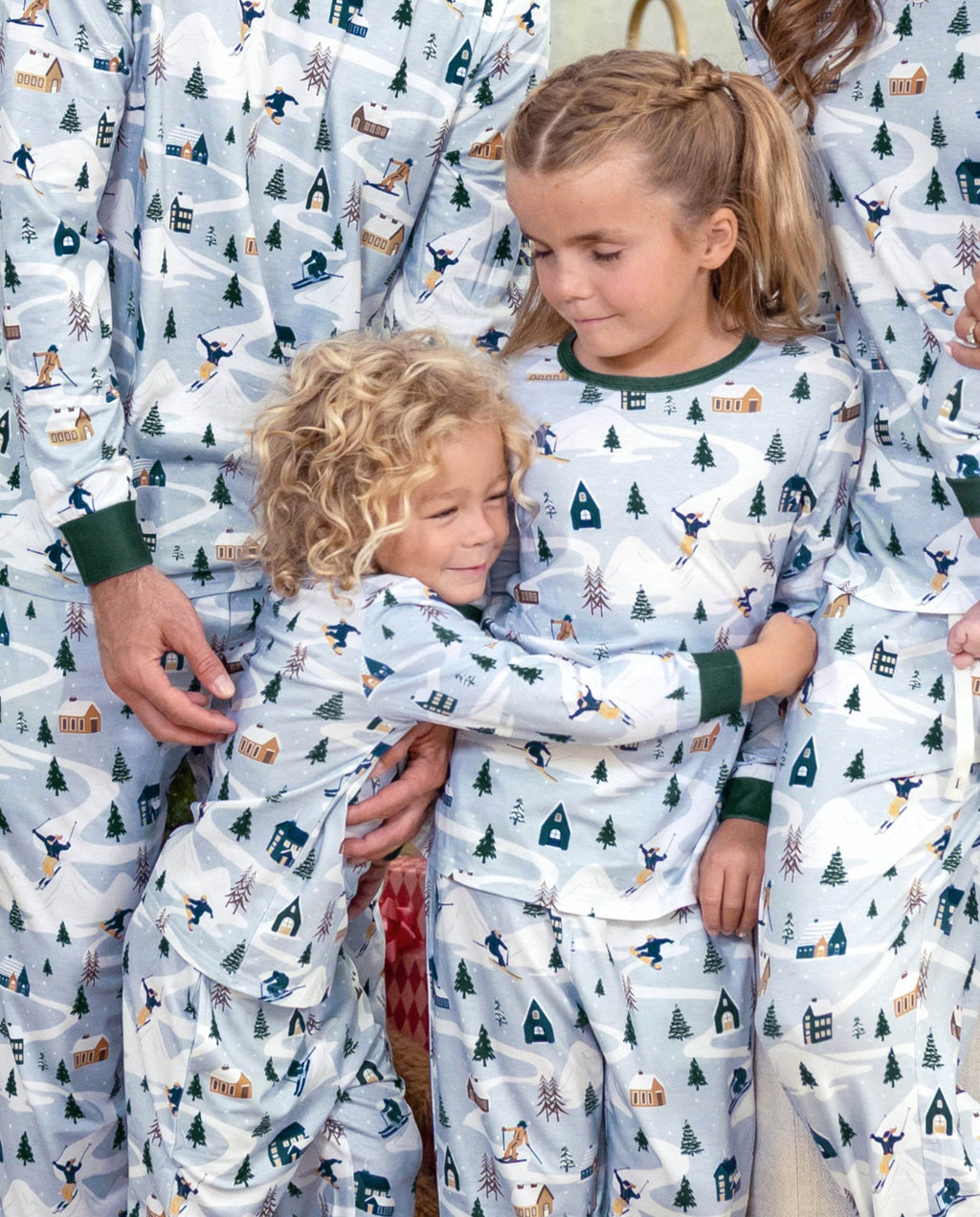 Matching Family Christmas Pajamas Christmas Village Print Green Holiday Pajamas