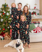 Matching Family Christmas Pajamas Christmas Tree Print Cotton Black