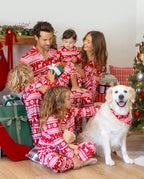 Family Matching Christmas Pajamas Fair Isle Print Collared Red