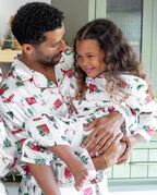 Matching Family Christmas Pajamas Christmas Village Print Satin Multicolor