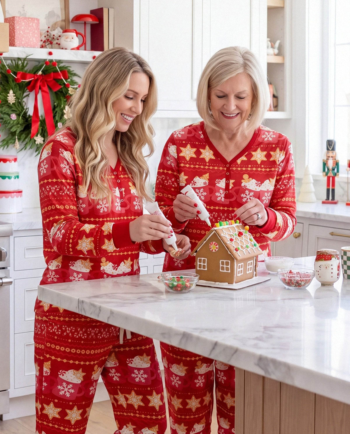 Family Matching Christmas Pajamas Fair Isle & Mug Print Red