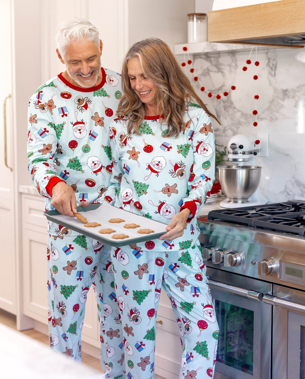 Family Matching Christmas Pajamas Santa & Christmas Tree Print Green