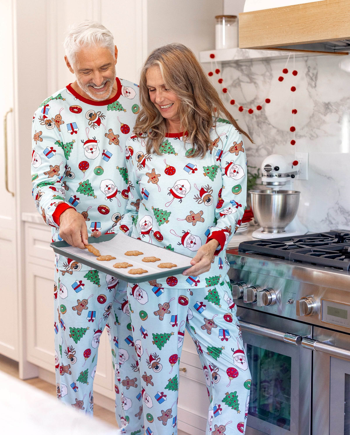 Family Matching Christmas Pajamas Santa & Christmas Tree Print Green