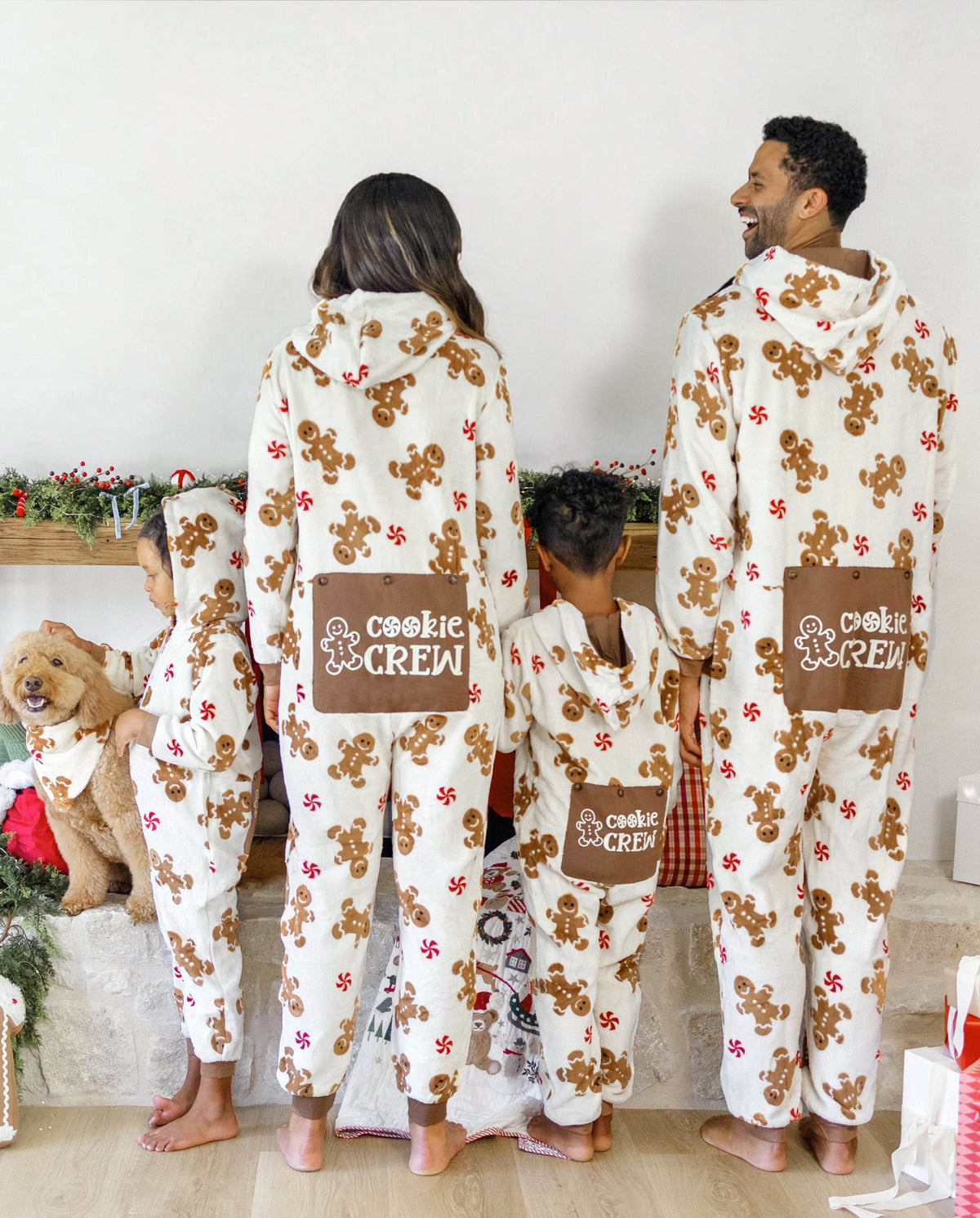 Matching Family Christmas Pajamas Gingerbread Print Coral Fleece Christmas Onesie