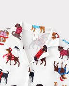 Christmas Matching Family Pajamas Festive Dog Print Red & White