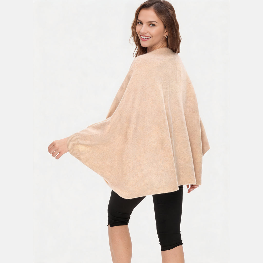 100% Merino Wool Convertible Wrap | 3-Way Cardigan, Shawl & Scarf