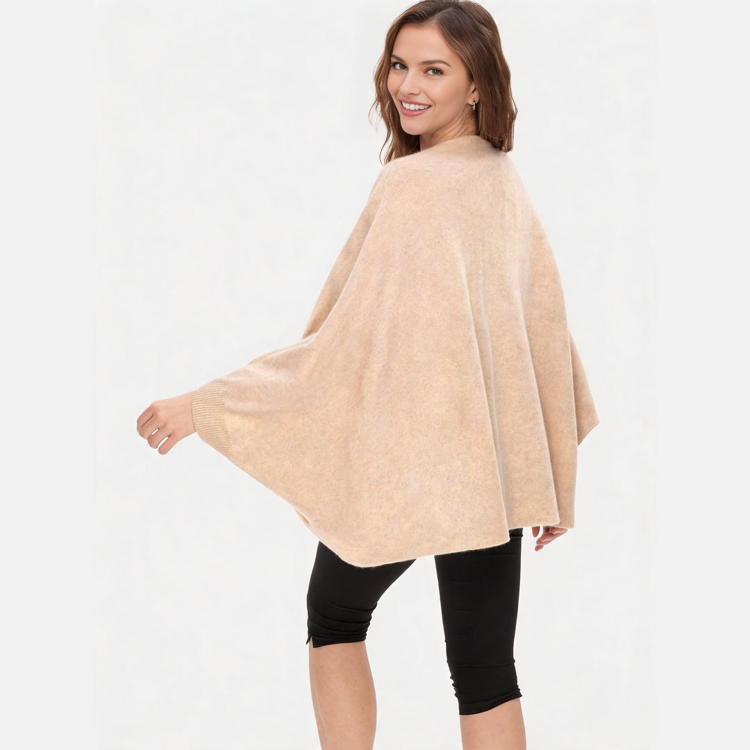100% Merino Wool Convertible Wrap | 3-Way Cardigan, Shawl & Scarf