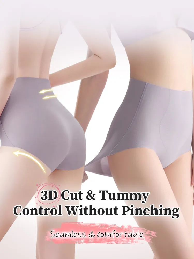 VEIMIA 3-5 Pieces High-waisted Seamless Panties With No Pinching Design, Skin-friendly Fabric For Sensitive Skin