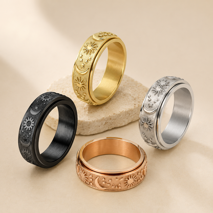 🔥 Celestial Spinner Ring – Sun, Moon & Stars Stress Relief Ring for Men & Women ✨