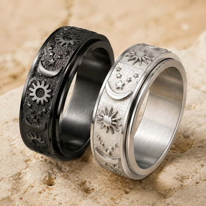 🔥 Celestial Spinner Ring – Sun, Moon & Stars Stress Relief Ring for Men & Women ✨
