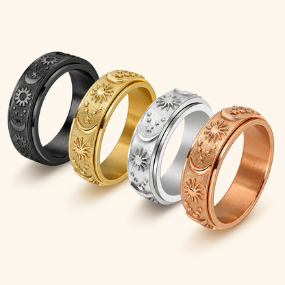 🔥 Celestial Spinner Ring – Sun, Moon & Stars Stress Relief Ring for Men & Women ✨