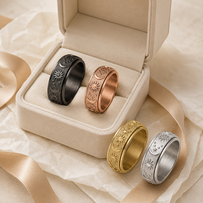 🔥 Celestial Spinner Ring – Sun, Moon & Stars Stress Relief Ring for Men & Women ✨