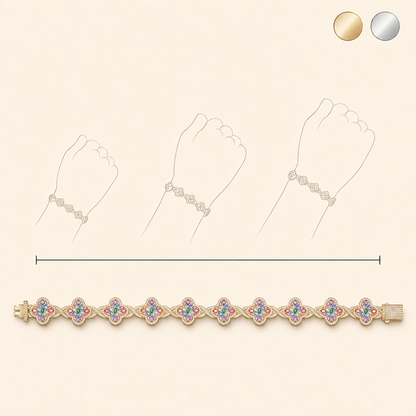 ✨ Lucky Clover Colorful Zircon Bracelet – Gold-Plated Charm Jewelry