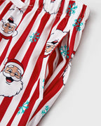 Christmas Matching Family Pajamas Set Santa Claus and Snowflakes Red Stripes PJS Red