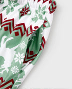 Christmas Matching Family Pajamas Set Christmas Spirit and Snowflake Print PJS with Christmas Socks Pale Green