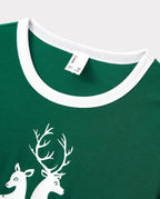 Christmas Family Matching Glow in the Dark Reindeer Tops Allover Pattern Pants Pajamas Sets with Christmas Socks