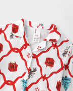 Matching Family Christmas Pajamas Reindeer & Christmas Tree Print Red