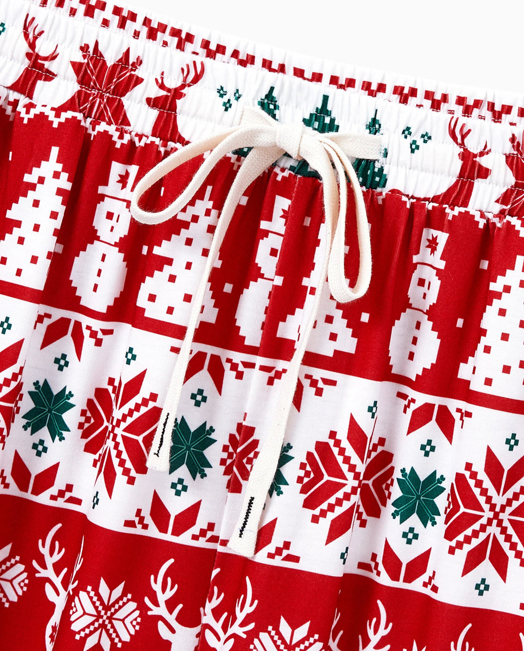 Christmas Matching Family Pajamas Set Reindeer and Snowman Print Red Long-sleeve PJS with Christmas Socks Red