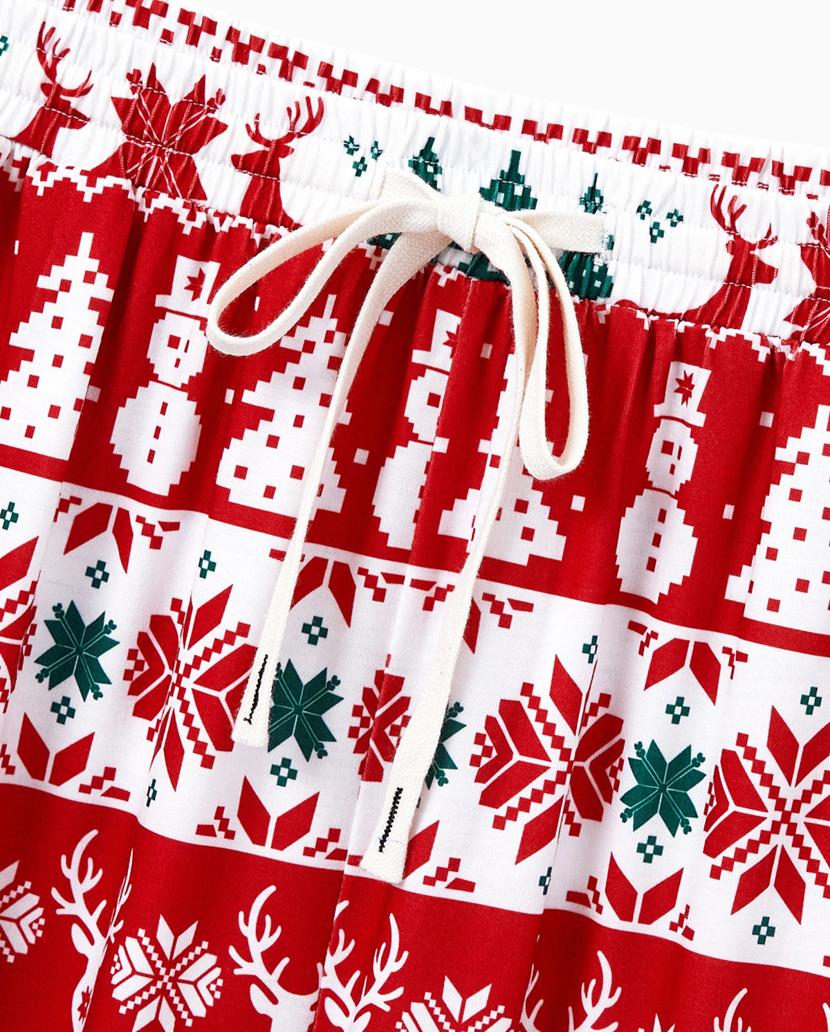 Christmas Matching Family Pajamas Set Reindeer and Snowman Print Red Long-sleeve PJS with Christmas Socks Red