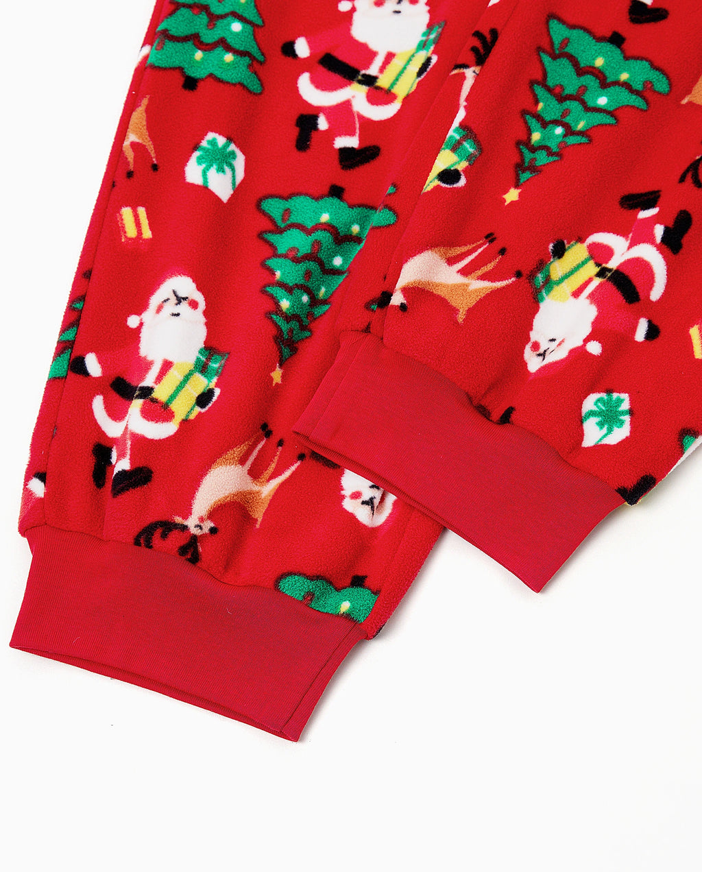 Christmas Matching Family Pajamas Set Santa Claus and Christmas Tree Print Red Fleece PJS with Christmas Socks Red