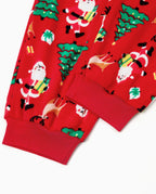 Christmas Matching Family Pajamas Set Santa Claus and Christmas Tree Print Red Fleece PJS with Christmas Socks Red