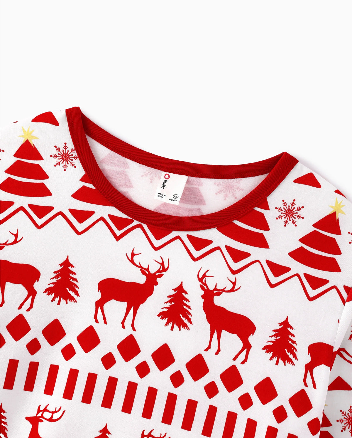 Christmas Matching Family Pajamas Fair Isle & Reindeer Print Red