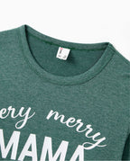 Christmas Family Matching Long Sleeves Very Merry Green Tops Allover Pattern Pants Pajamas Sets with Christmas Socks