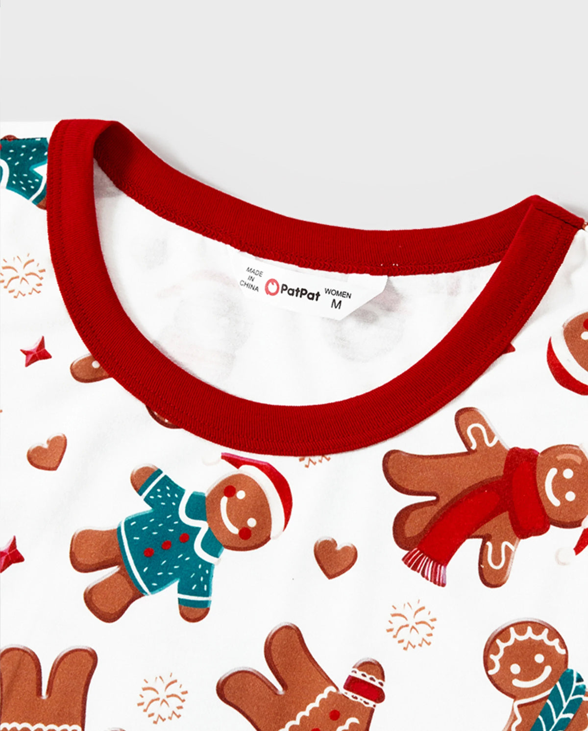Christmas Family Matching Cartoon Gingerbread Man Allover Print Pajamas Sets with Christmas Socks White