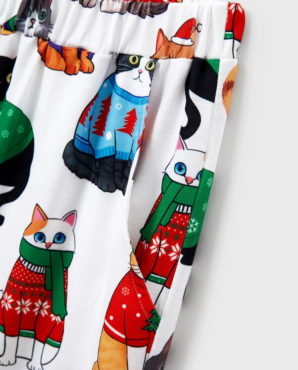Christmas Matching Family Pajamas Set Christmas Cat Print PJS with Christmas Socks Multi-color