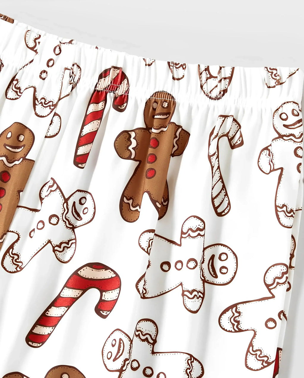 Christmas Family Matching Letter and Gingerbread Man Print Long-sleeve Pajamas Sets with Christmas Socks Khaki