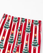 Christmas Family Matching Trees Print Stripes Long-sleeve Pajamas Sets with Christmas Socks Red