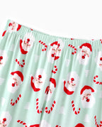 Christmas Matching Family Collared Pajamas Santa Claus Print Green
