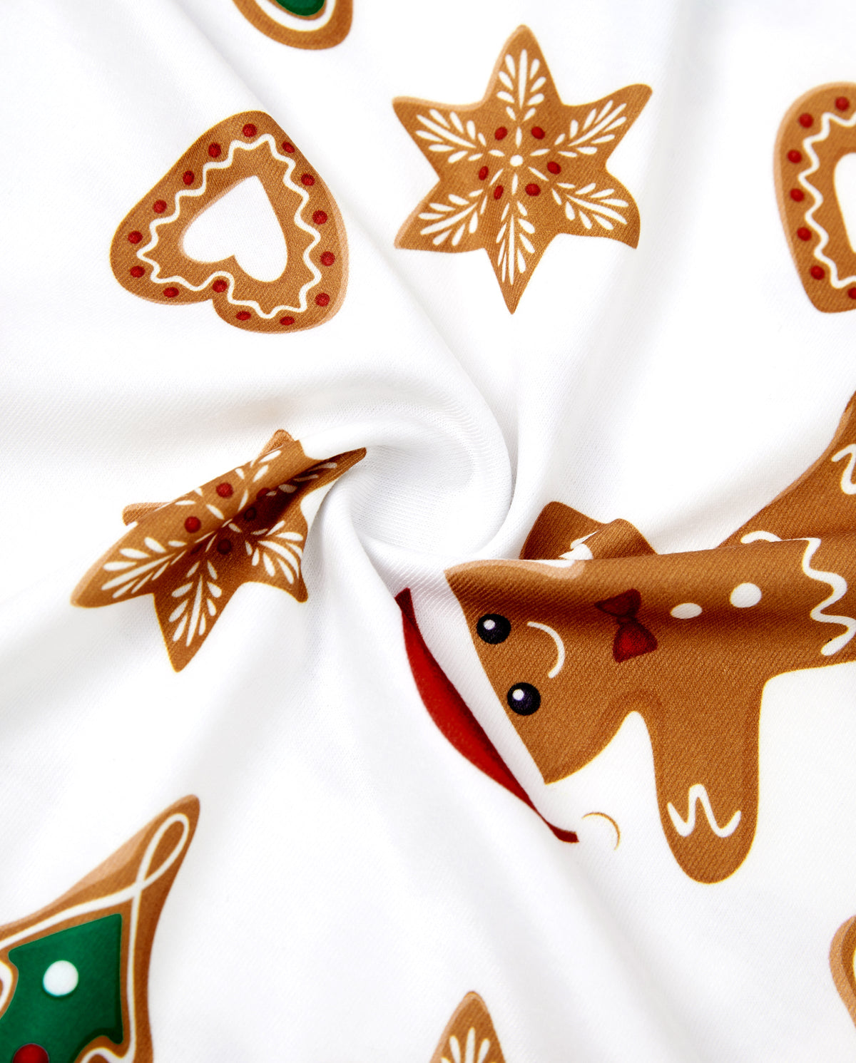 Christmas Family Matching Cartoon Gingerbread Man and Tree All-over Print Long-sleeve Pajamas Sets with Christmas Socks