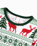 Matching Family Christmas Pajamas Fair Isle & Reindeer Print Green