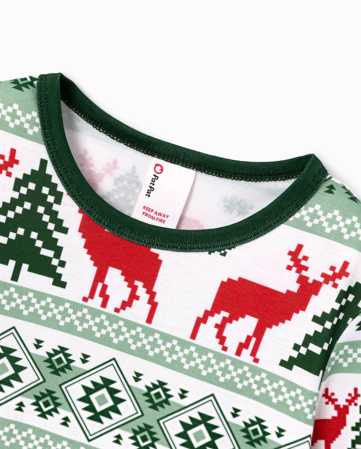 Matching Family Christmas Pajamas Fair Isle & Reindeer Print Green