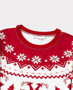 Family Matching Christmas Pajamas Fair Isle & Reindeer Print Red