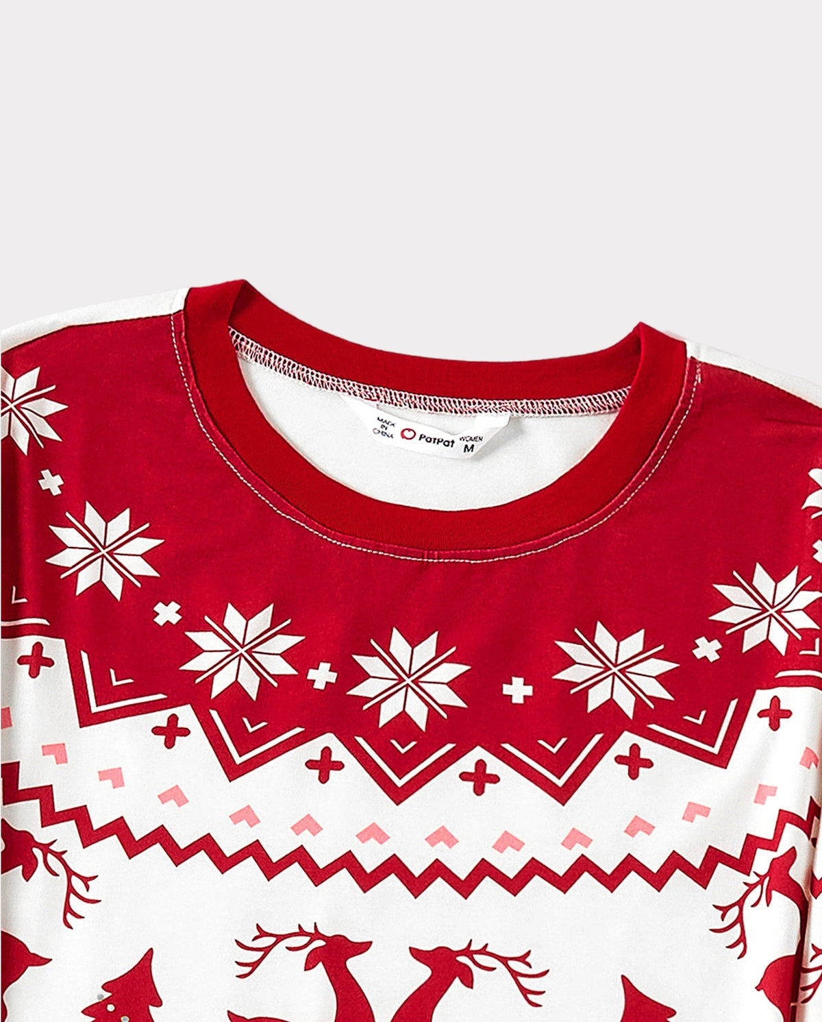 Family Matching Christmas Pajamas Fair Isle & Reindeer Print Red
