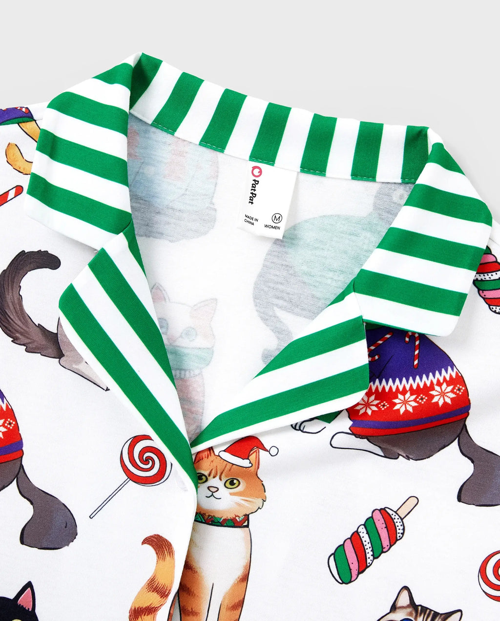 Christmas Matching Family Pajamas Set Christmas Cat Print PJS with Christmas Socks Multi-color