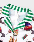 Christmas Matching Family Pajamas Set Christmas Cat Print PJS with Christmas Socks Multi-color