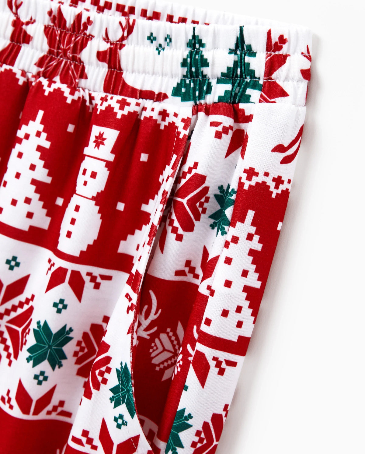 Christmas Matching Family Pajamas Set Reindeer and Snowman Print Red Long-sleeve PJS with Christmas Socks Red