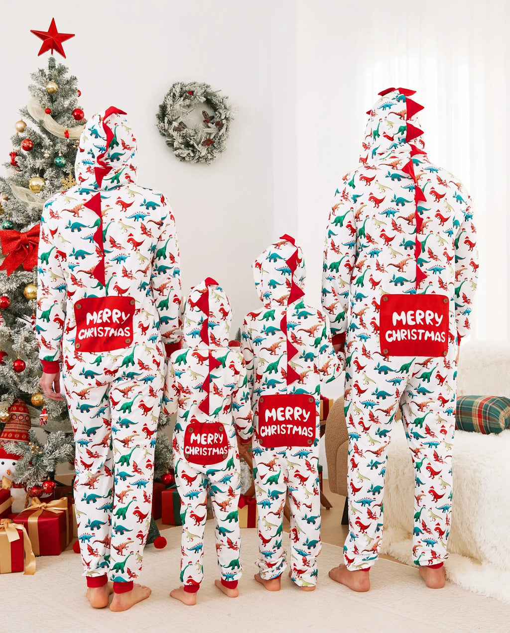 Christmas Family Matching Pajamas with 3D Design Onesie PJS with Christmas Socks Multi-color