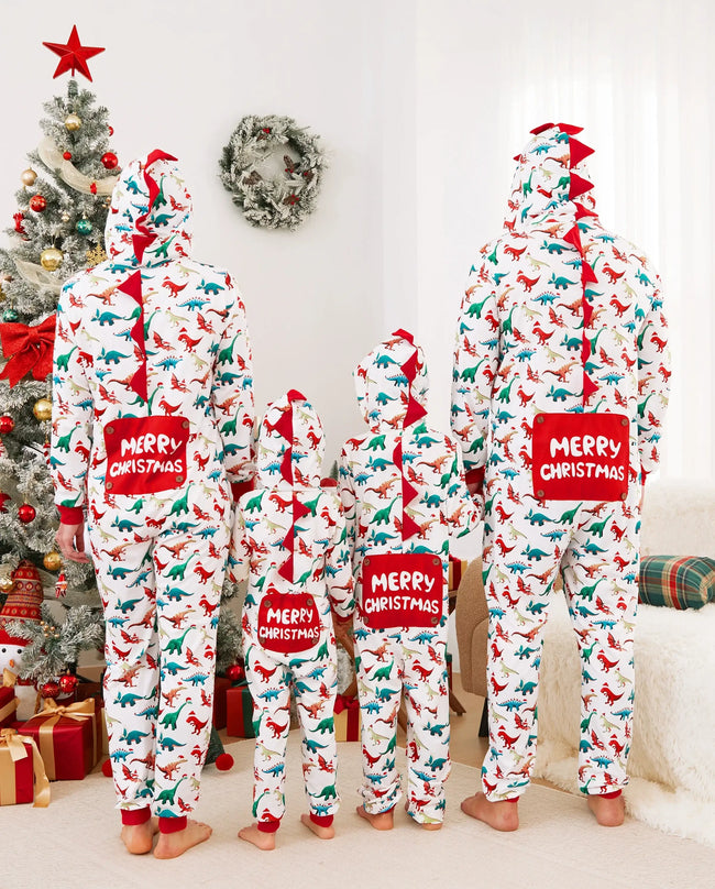 Matching Family Christmas Pajamas Dinosaur Print Multicolor Christmas Onesie Main Image