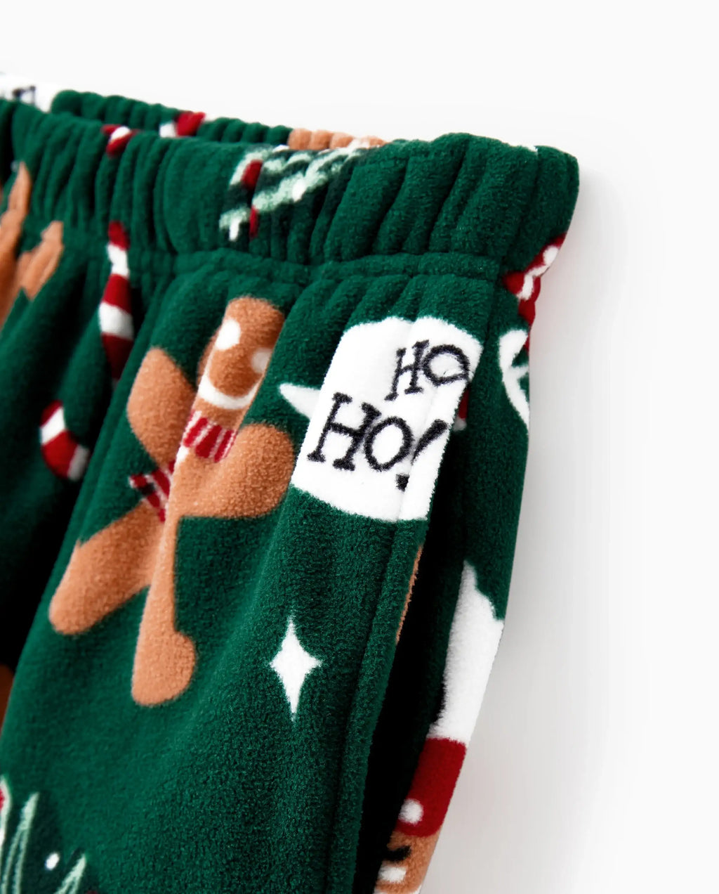Christmas Jammies Family Matching Fleece Gingerbread Man Long Sleeves Pajama Sets with Christmas Socks Dark Green